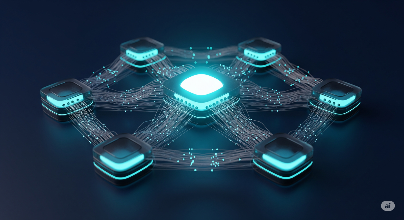 An abstract, futuristic image representing interconnected ideas and technological innovation.