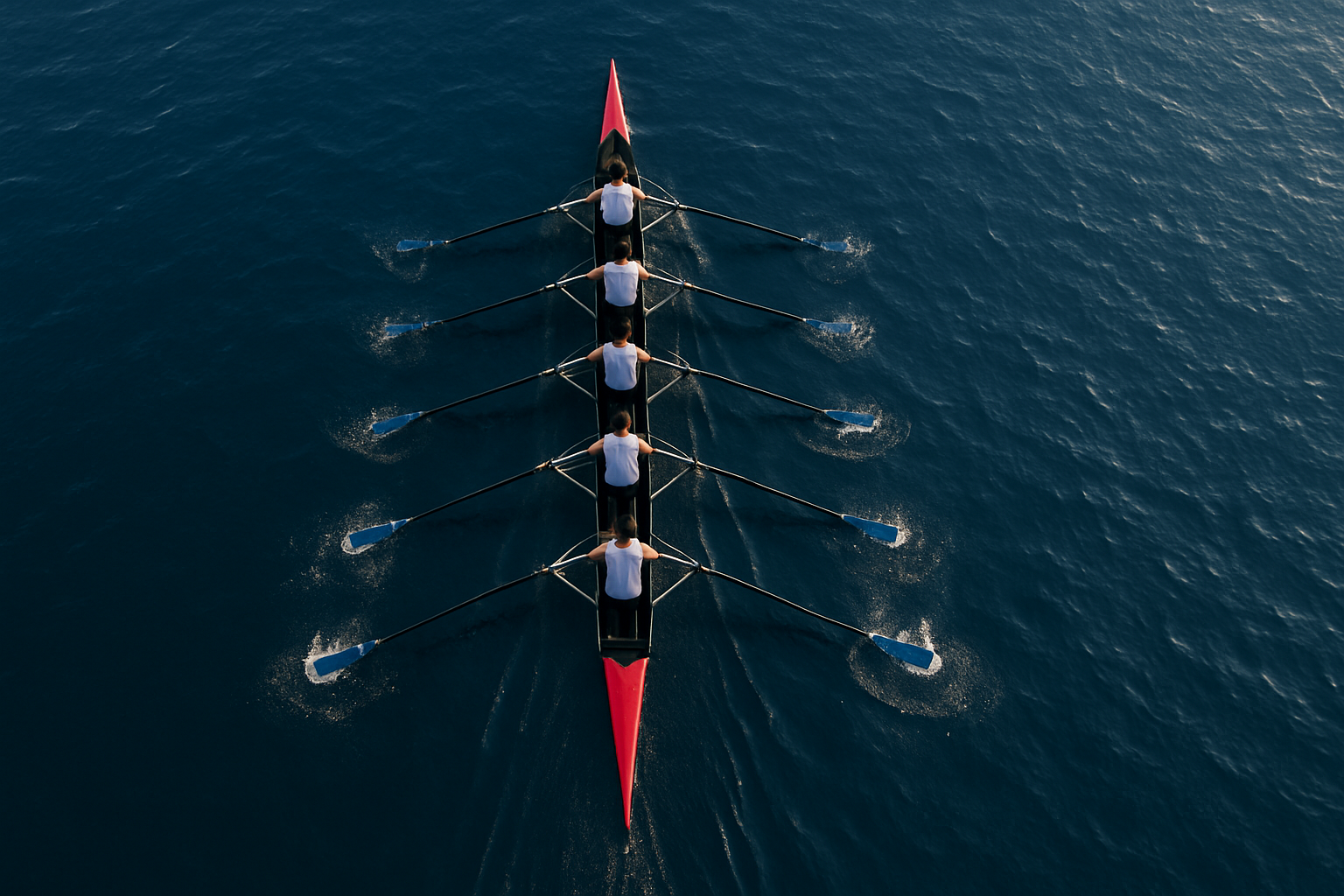 A team in a business meeting discussing performance analytics on a screen